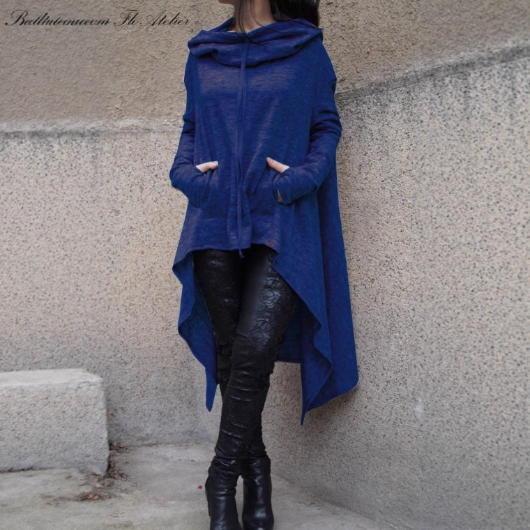 2018 Otoño e Invierno AliExpress deseo Amazon nuevo europeo y americano color sólido suéter largo con capucha