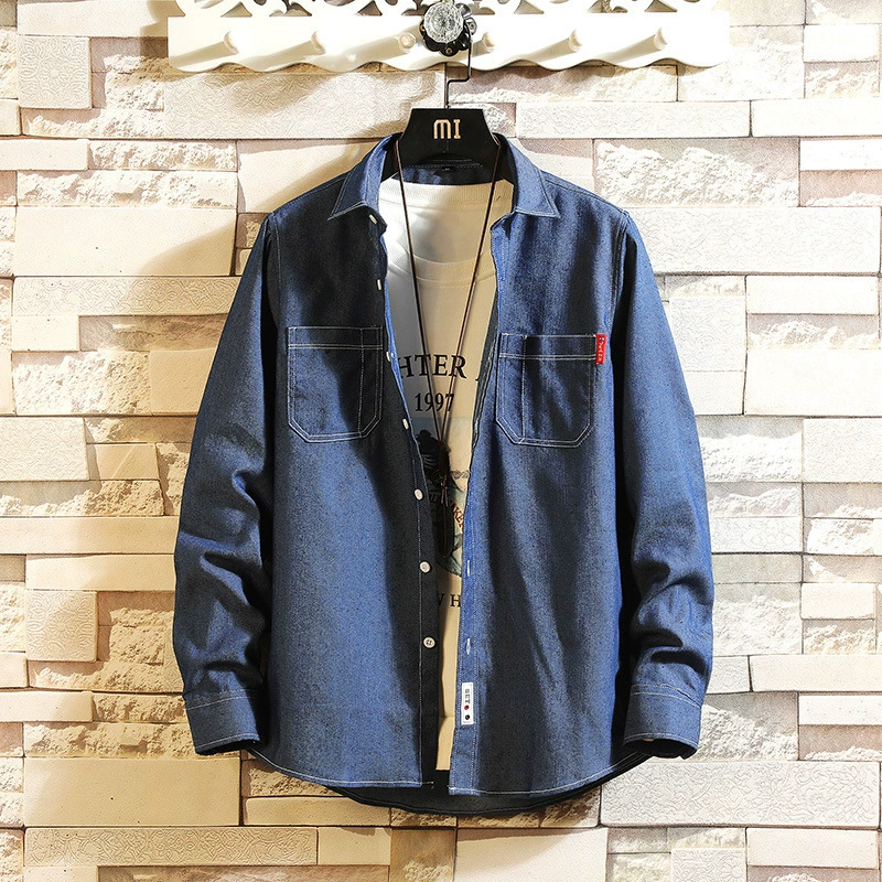 Осенняя новая джинсовая рубашка с длинными рукавами мода молодежная повседневная рубашка студенческая рубашка осенняя куртка фабрика прямых продаж