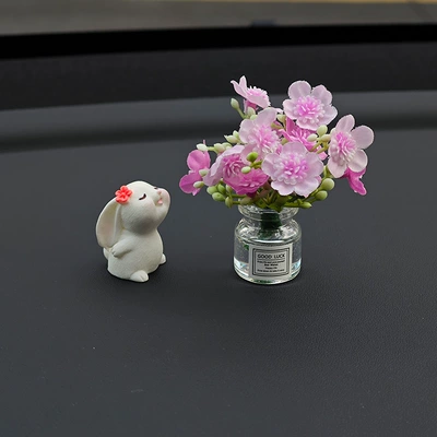 console doll car interior decoration – Car ornaments - fragrant-rabbit-purple-white-peach-bottle-free-traceless-glue
