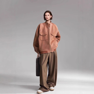 Couple Style Baseball Uniform American Retro Short Jacket Silk Woolen Outwear Outwear Autumn and Winter New 23A0365