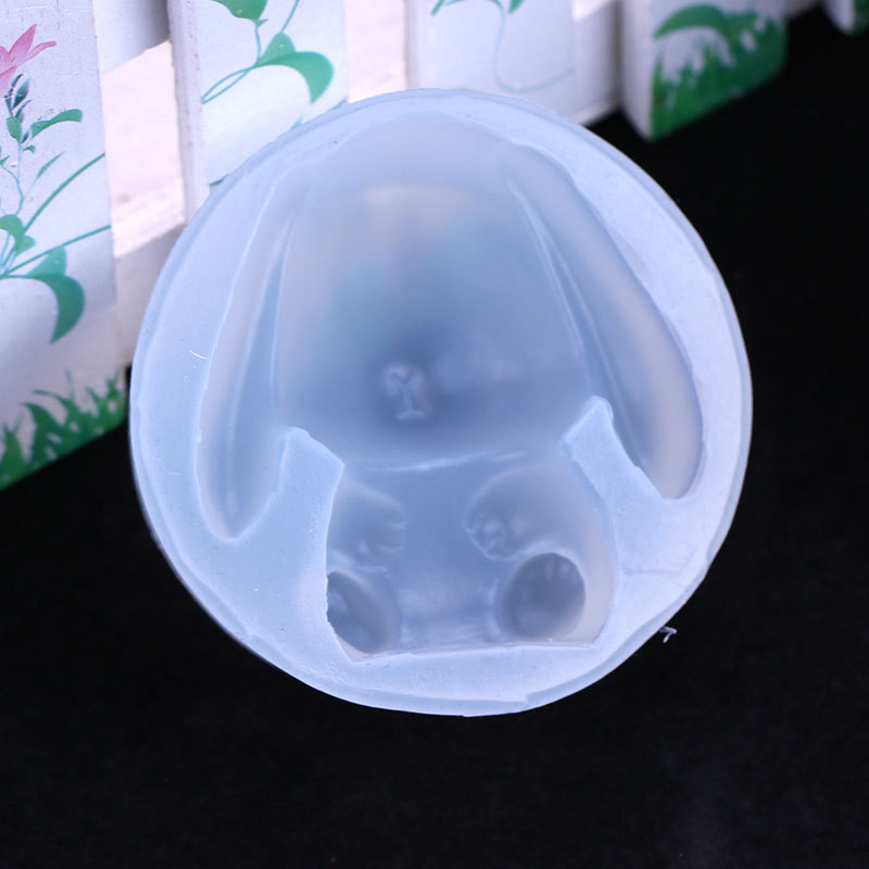 DIY linda piedra de expansión de conejo, clip de salida de aire de coche, molde de silicona, molde de decoración de pastel de conejito de orejas caídas