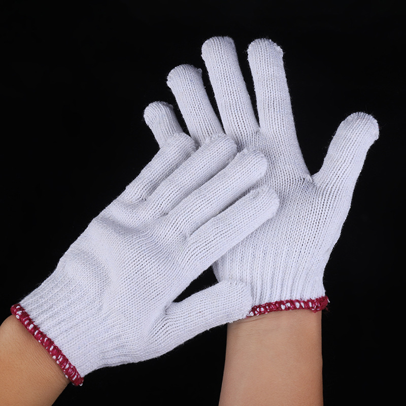 Manufacturer wholesale work safety gloves, thick rough yarn bleached cotton yarn work safety gloves 800g construction anti-slip gloves