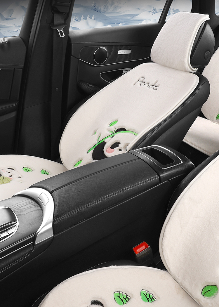 Cartoon Car Seat Cushion Single Piece Plush Without Backrest, Cute and Warm Winter Three-Piece Set, Seat Pad for Rear Seat