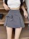 Half-length skirt pants women's 2023 autumn new bow design hot girl suit skirt high waist slim A- line skirt