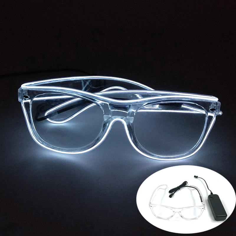 Lentes transparentes LED gafas luminosas de noche bar animador luminoso prop fiestas de música gafas flash LED