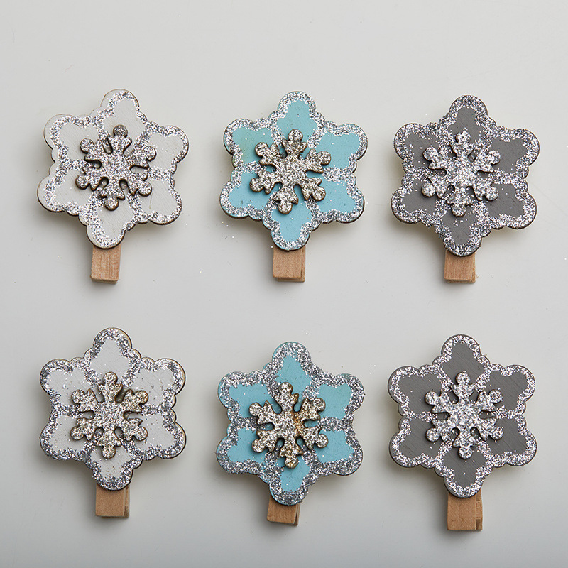 Buscando madera de Navidad copo de nieve de Navidad árbol de Navidad decoraciones de Navidad abrazadera de cuerda de amor de pentacos pequeños clips