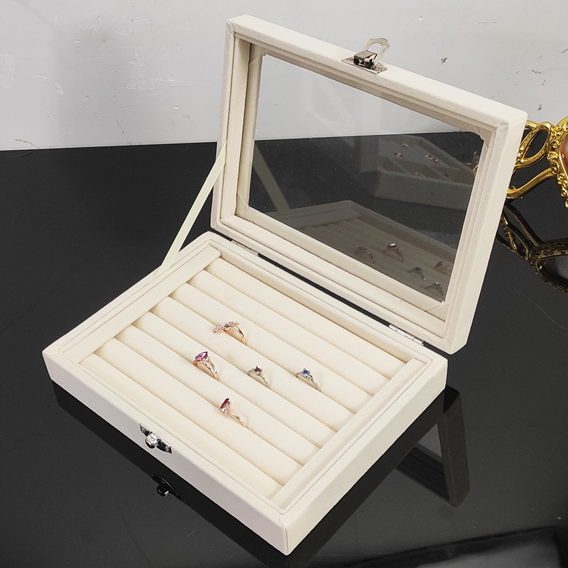Nueva caja de joyería transparente collar anillo pulsera caja de almacenamiento hogar portátil de escritorio organizador caja de joyería al por mayor