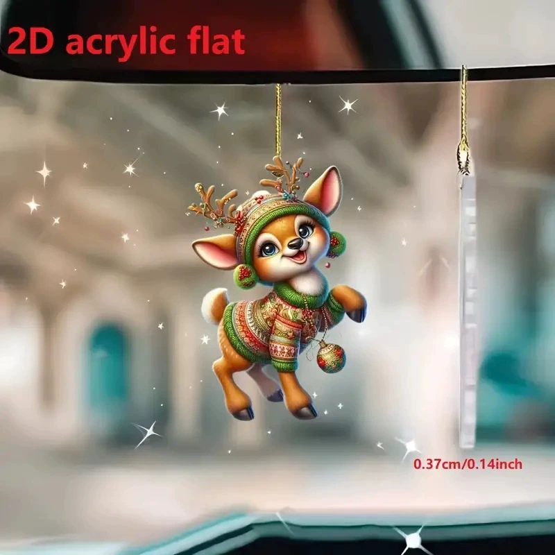 Акриловой новый рождественский елк праздник подвеска трансграничный плоский автомобиль зеркало заднего вида подвеска украшения для вечеринки