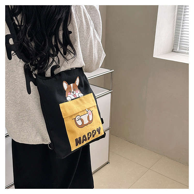 Women's Medium Canvas Animal Letter Basic Square Zipper Canvas Bag display picture 4