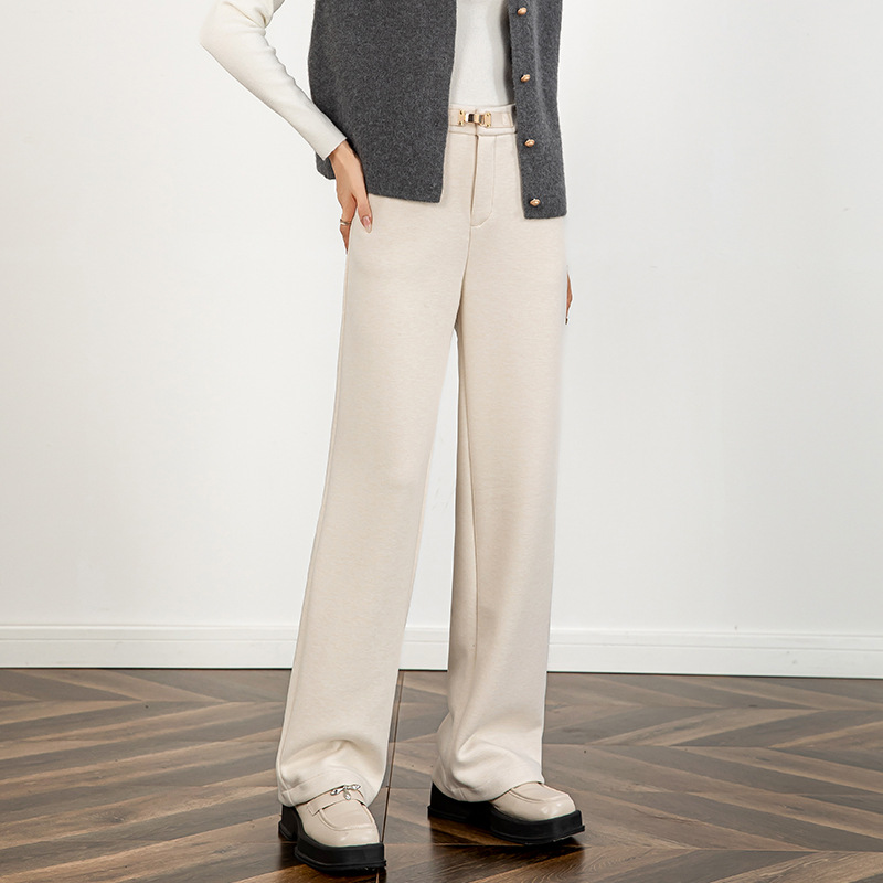 양모 넓은 다리 바지 2024 가을 | 겨울 새로운 아세트산 처짐 슬림 캐주얼 스트레이트 레그 팬츠 9173D