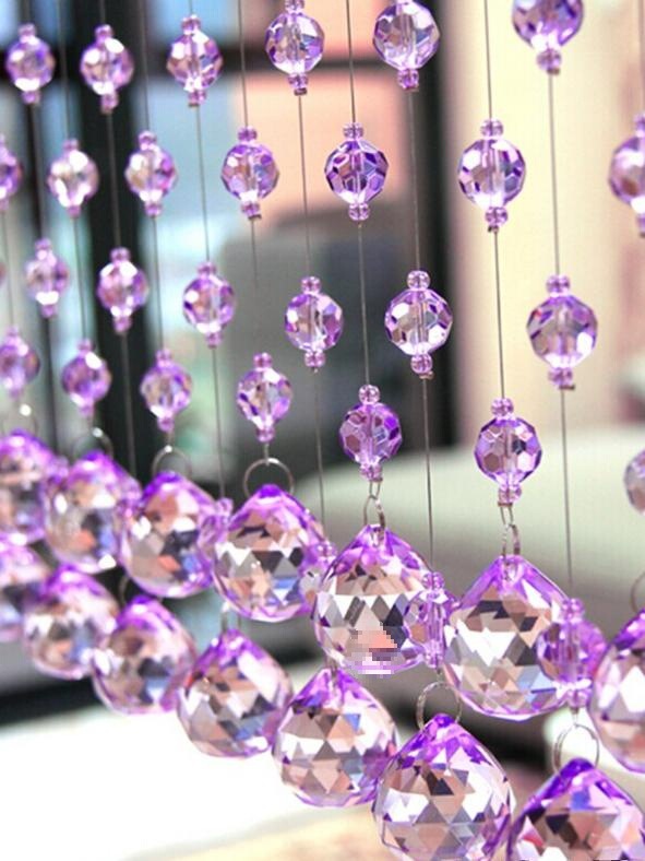 Crystal Purple Loose Beads Round Light Beads DIY Door Curtain Bead Curtain Crystal Curtain Living Room Partition Curtain Handmade Beading Material Beads