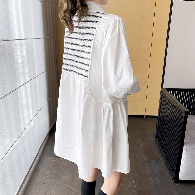 Plus Size Maternity Autumn Shirt Dress 2025 New Spring & Fall Top Long-Sleeved Casual Loose 100kg Dress