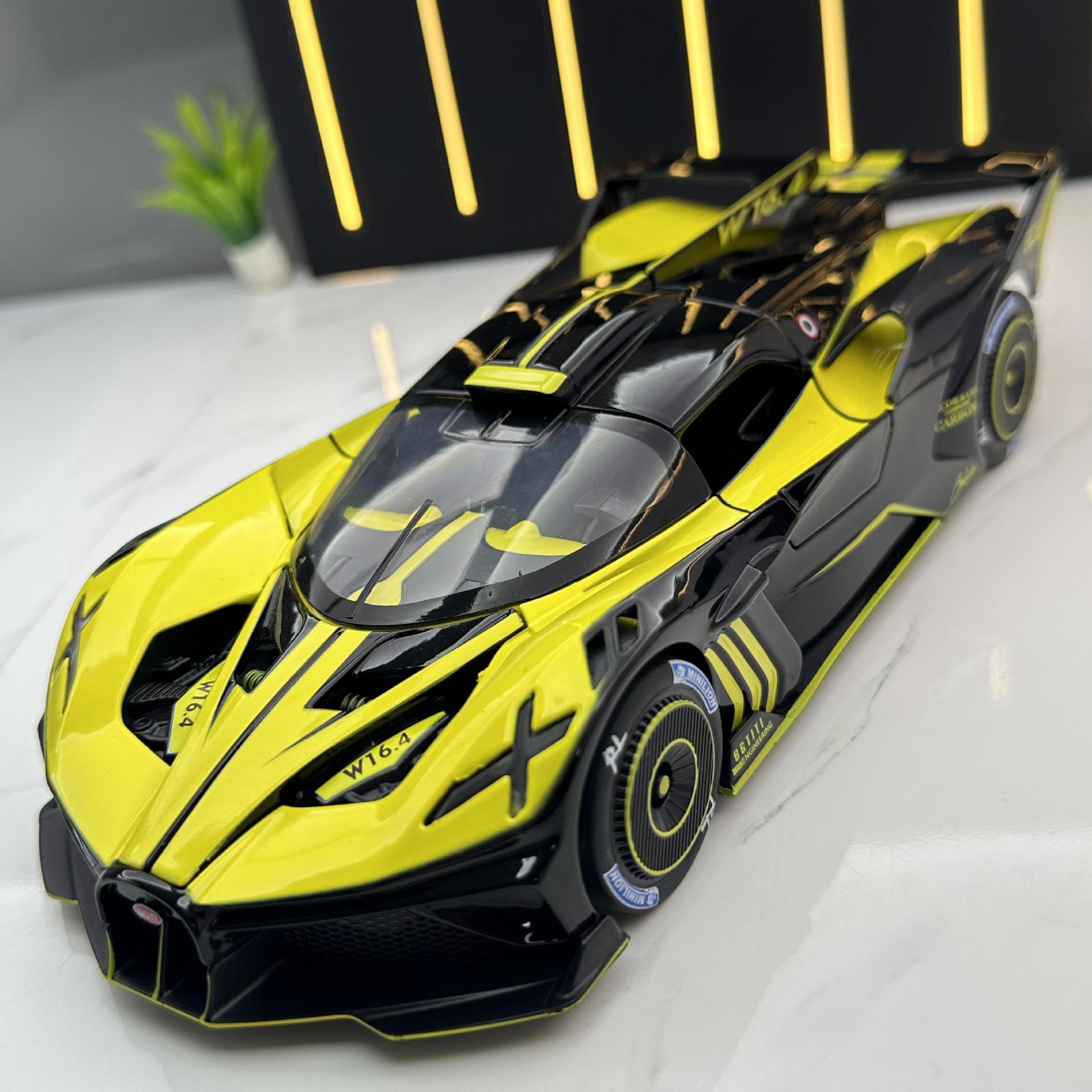 Nuevo Haodi aleación 1:24 bujiadibolode coche deportivo modelo tire hacia atrás con sonido y luz coche música modelo adornos