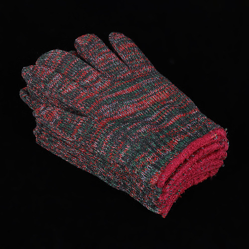 Labor protection gloves, 700g colorful mixed cotton yarn gloves, thickened, encrypted, wear-resistant steel-plated protective gloves