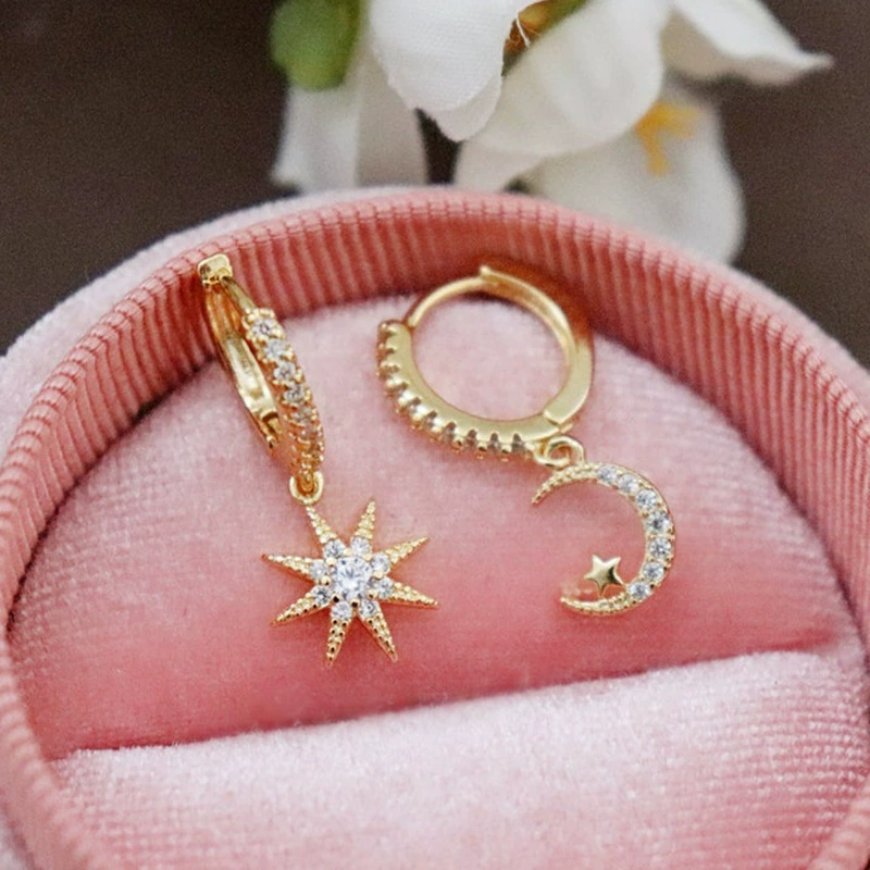 Серебряные игольчатые, асимметричные универсальные серьги, серебро 925 пробы, легкий люксовый стиль, инкрустация бриллиантами, простой и элегантный дизайн