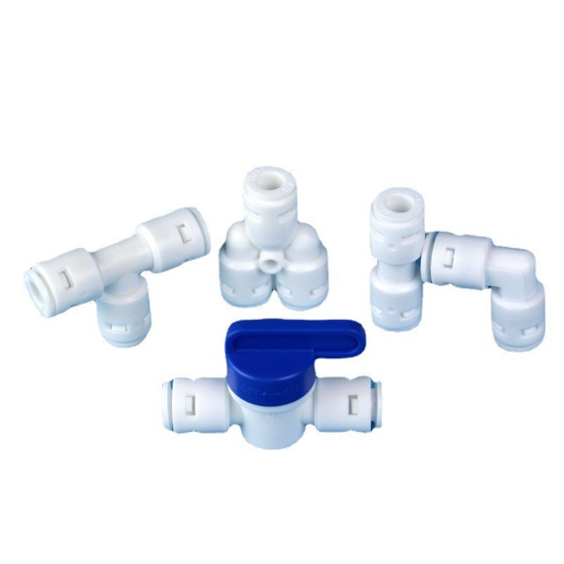 Tipo de enchufe rápido de 2 puntos Conector sin tarjeta codo recto tee purificador de agua accesorios de Instalación rápida universal válvula de bola de conexión rápida de dos puntos
