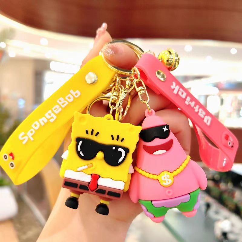 Cartoon Spongebob Keychain Patrick Star Doll Couple Keychain Bag Pendant Wholesale Car Key Cartoon Spongebob Keychain Patrick Star Doll Couple Keychain Bag Pendant Wholesale Car Key