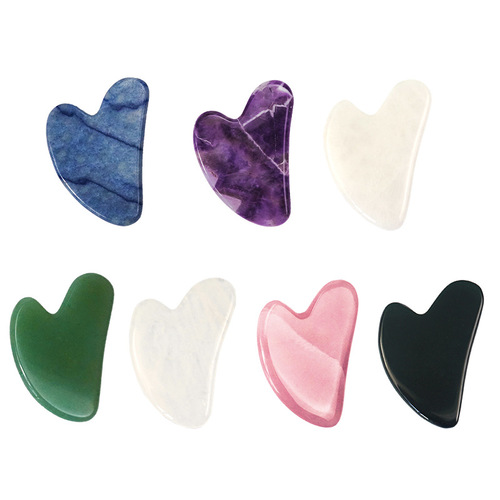 Beauty-type facial massage skin jade heart-shaped crystal massage sheet Dongling facial meridian beauty massage device