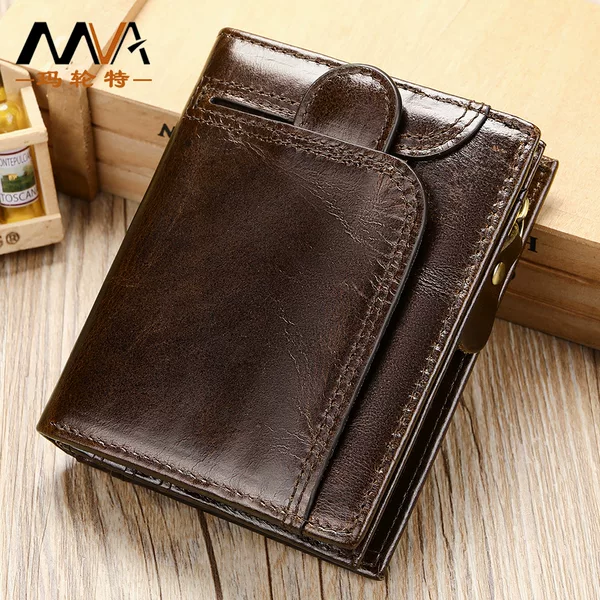 Top layer cowhide wallet retro leather multi-function driver's license men's coin purse anti-theft card bag factory supply