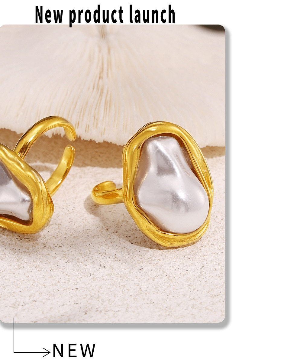 Exaggerated Personality Irregular Imitation Pearl Open Ring French Retro High End Index Finger Ring Light Luxury Ring Jewelry_voghion.com