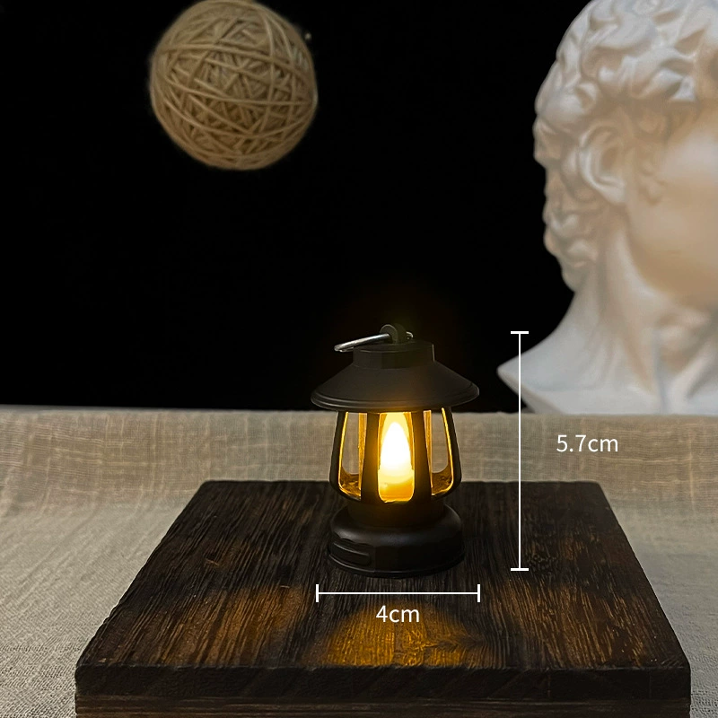 Мини-ретро ночной светильник-фонарь, тёплый LED, портативная настольная 3.6×6 см, батарея AG3