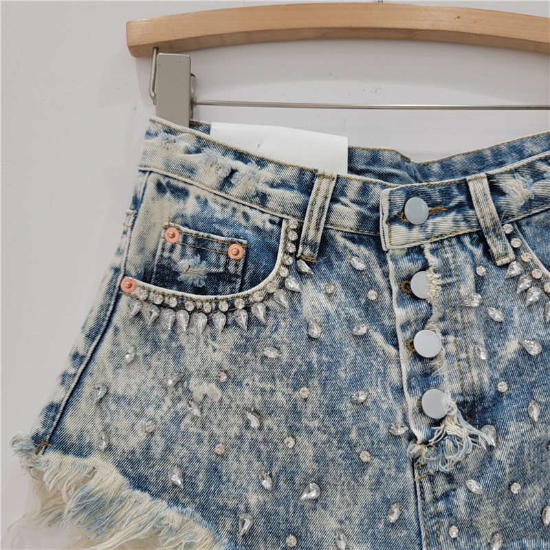 Women's Daily Streetwear Solid Color Shorts Diamond Jeans display picture 4