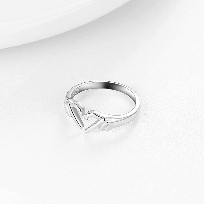 6g Weight Open Rings Classification 925 Sterling Silver Gesture Heart Shape Open Rings