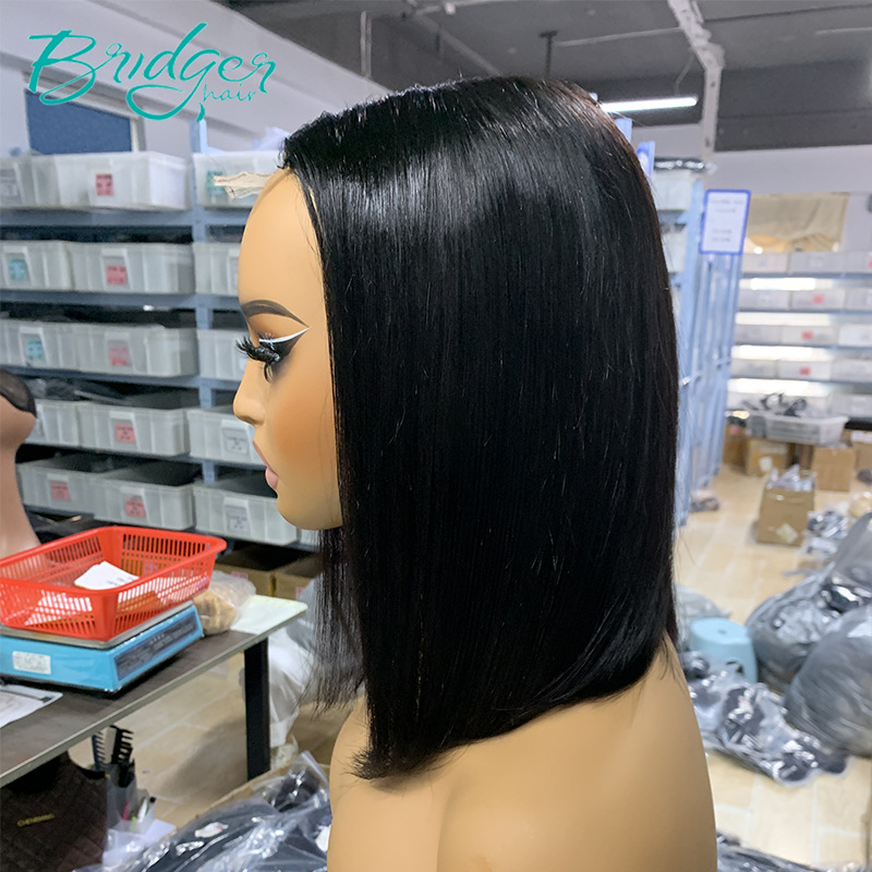 2*6 no glue glueless double draw BOB new black back net human hair wig_voghion.com