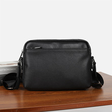 新款潮流时尚真皮男包大容量男士单肩包头层牛皮斜挎包一件代发