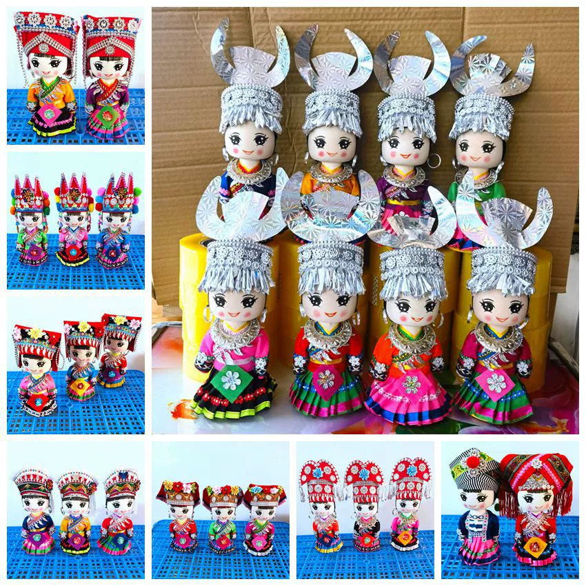 Мяо Этническая Кукла Деревянная Кукла Чжуан Этническая Кукла Меньшинство Кукла