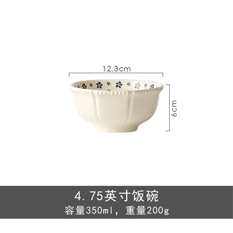 Retro puntos de perlas azules de cerezo cerámica cubiertos pequeños frescos hogares de alto valor de la cara platos de platos de nicho set platos