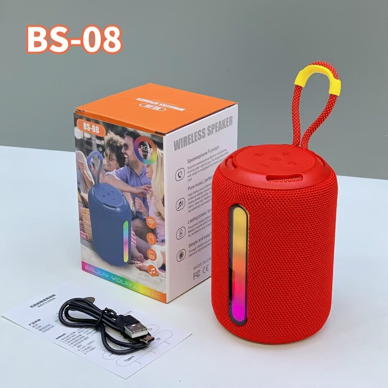 外国貿易の新型のBS-08のまぶしいカラーライトのbluetoothのスピーカーの屋外の携帯用サブウーファの携帯型のミニカードの音響|undefined