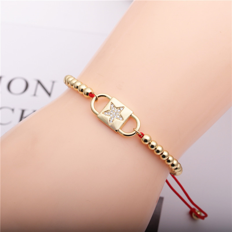 New Style Zircon Star Kupferperle Red String Verstellbares Armband display picture 9