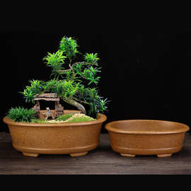 柴烧宜兴紫砂兰花盆大号客厅桌面盆景盆榕树松柏盆栽花卉绿植批发