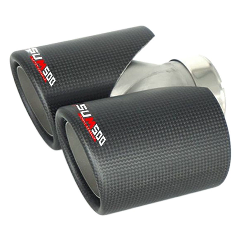 Двойная выхлопная труба для автомобиля из углеродного волокна, прямые поставки с завода, выхлопная труба из нержавеющей стали, гоночная версия, круглый глушитель