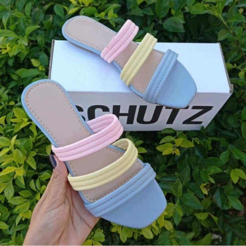 2022 летние новые плоские простые пляжные тапочки с цветными блоками, женские трансграничные торговые сандалии Amazon больших размеров, женские