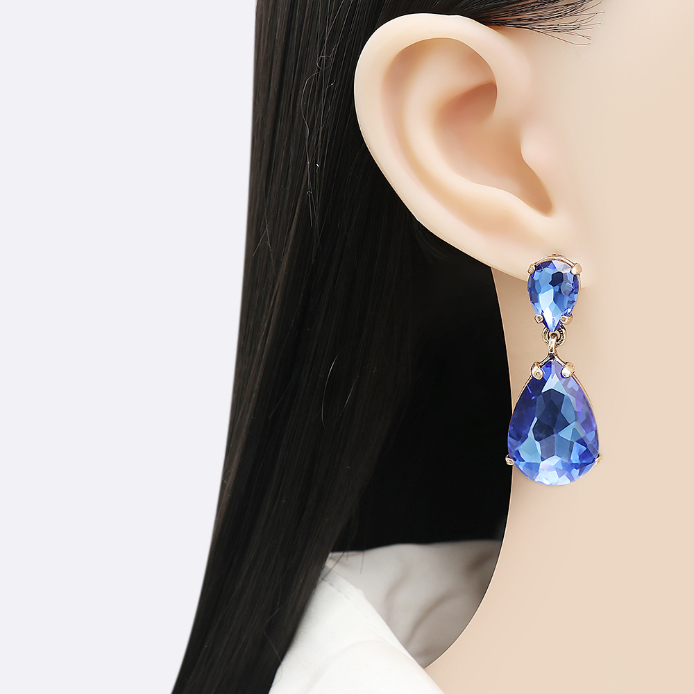 Simple Fashion Simple Alloy Crystal Water Drop Pendant Earrings display picture 2