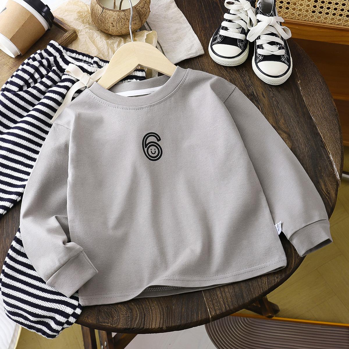 Camiseta de manga larga de algodón puro para niños y niñas, camiseta interior para niños pequeños, ropa interior para niños, ropa infantil.