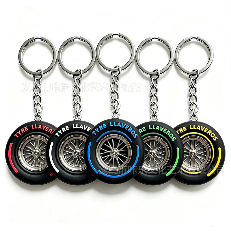 New F1 Tire Keychain Wheel Hub Keychain Tire Rim Keychain Tire Keychain Acrylic 2D