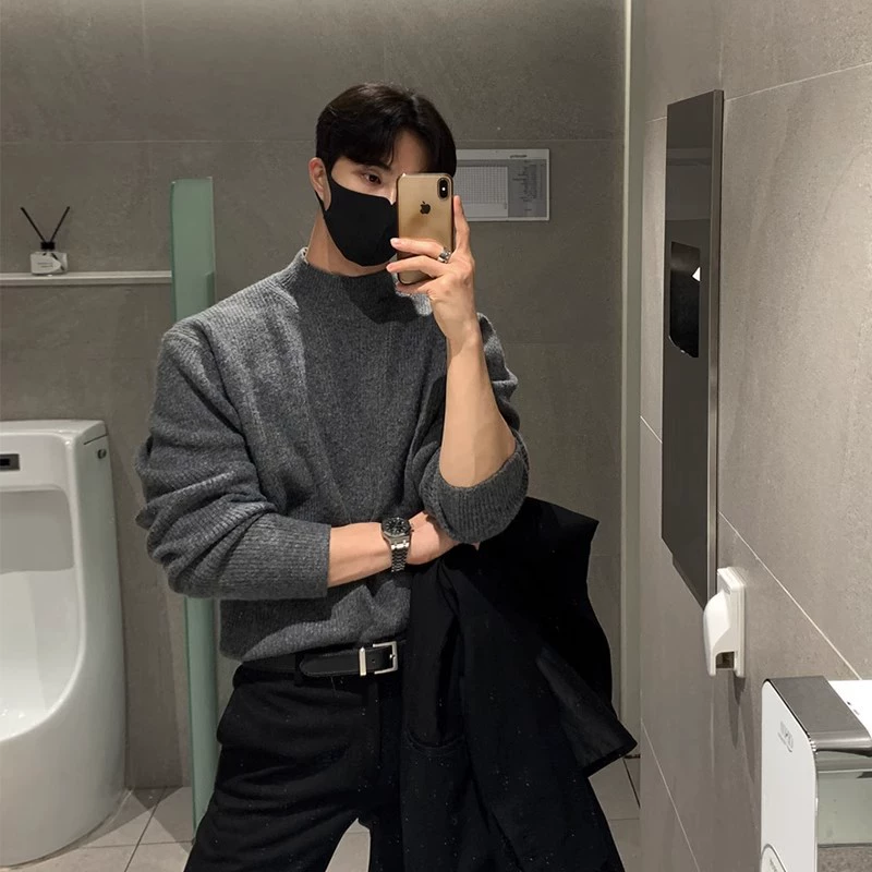 Свитер с половинным воротником мужской осенний и зимний прилив бренд высокого уровня расслабленный