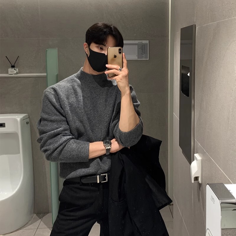 Half-turtleneck Sweater Men's Autumn and Winter Fashion Brand High-end Sense Loose Inner Base Shirt Lazy Thickened Warm Top Half-turtleneck Sweater Men's Autumn and Winter Fashion Brand High-end Sense Loose Inner Base Shirt Lazy Thickened Warm Top