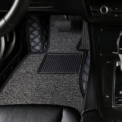 Ayaqaltılar (Kovriklər) – X2 cars - drivers-side-double-layer-black-with-black-stitching-gray-silk-loop
