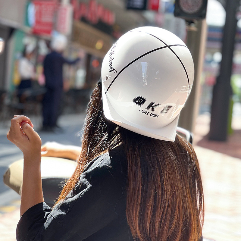 Casco retro para bicicletas eléctricas, casco grande para mujer, casco universal para motocicleta, lindo medio casco para verano.