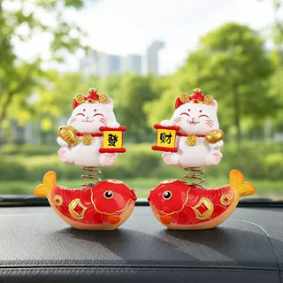 创意锦上添财招财猫摇摇乐汽车摆件桌面喜庆装饰工艺礼品一件代发