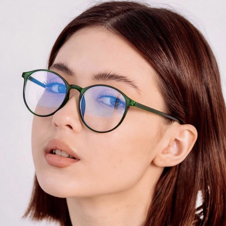 66g Weight Full Frame Glasses Structure Glasses Classification Ac Lens Material Round Frame Glasses Style Women's Retro Solid Color Round Frame Glasses