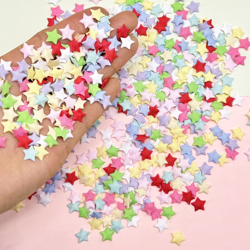 Fabric small five-pointed star second-dimensional shoes clothes bags hand book jewelry decoration goo card yum accessories