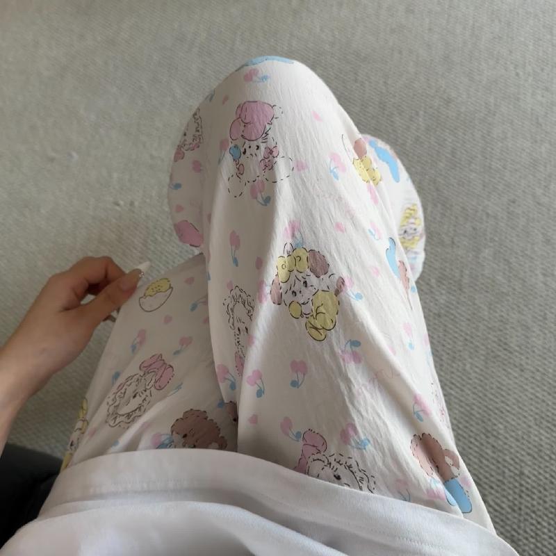 Primavera y verano · Pantalones de pijama casuales para mujeres pantalones a prueba de mosquitos rojos en línea 2025 nuevos pantalones caseros para llevar