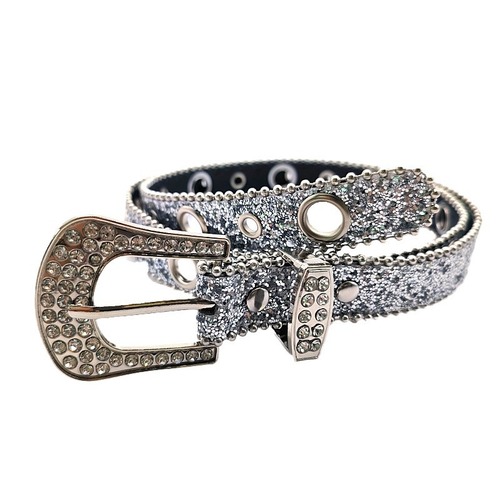 y2k rhinestone belt pin buckle porous niche design ladies ins style hot girl trendy American retro super flash belt