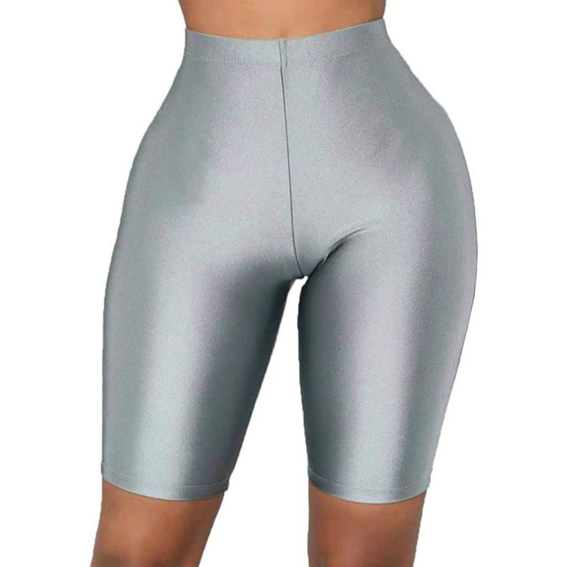 2026 Cross-Border New European and American Neon Shiny Women's Motorcycle Shorts Sports Motorcycle Yoga Shorts