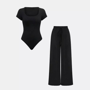 Demi-season solid overall, trousers, set, European style